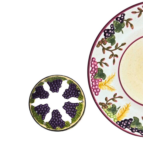 Yankee Candle "Purple Wine" Illuma Jar Lid and Under Plate Grapes Tuscan Winery - Picture 3 of 6